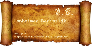 Manheimer Beriszló névjegykártya